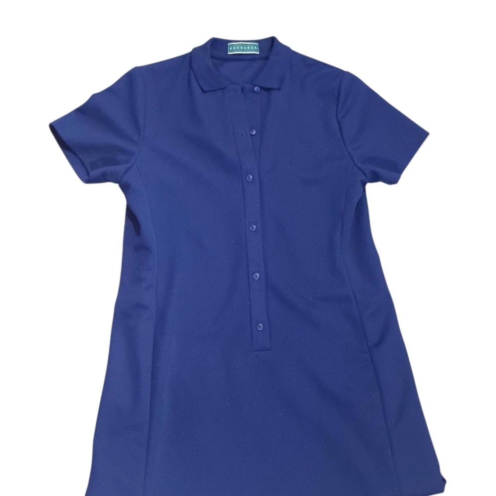 Vintage Haymaker Button Front Navy Double Knit Dress